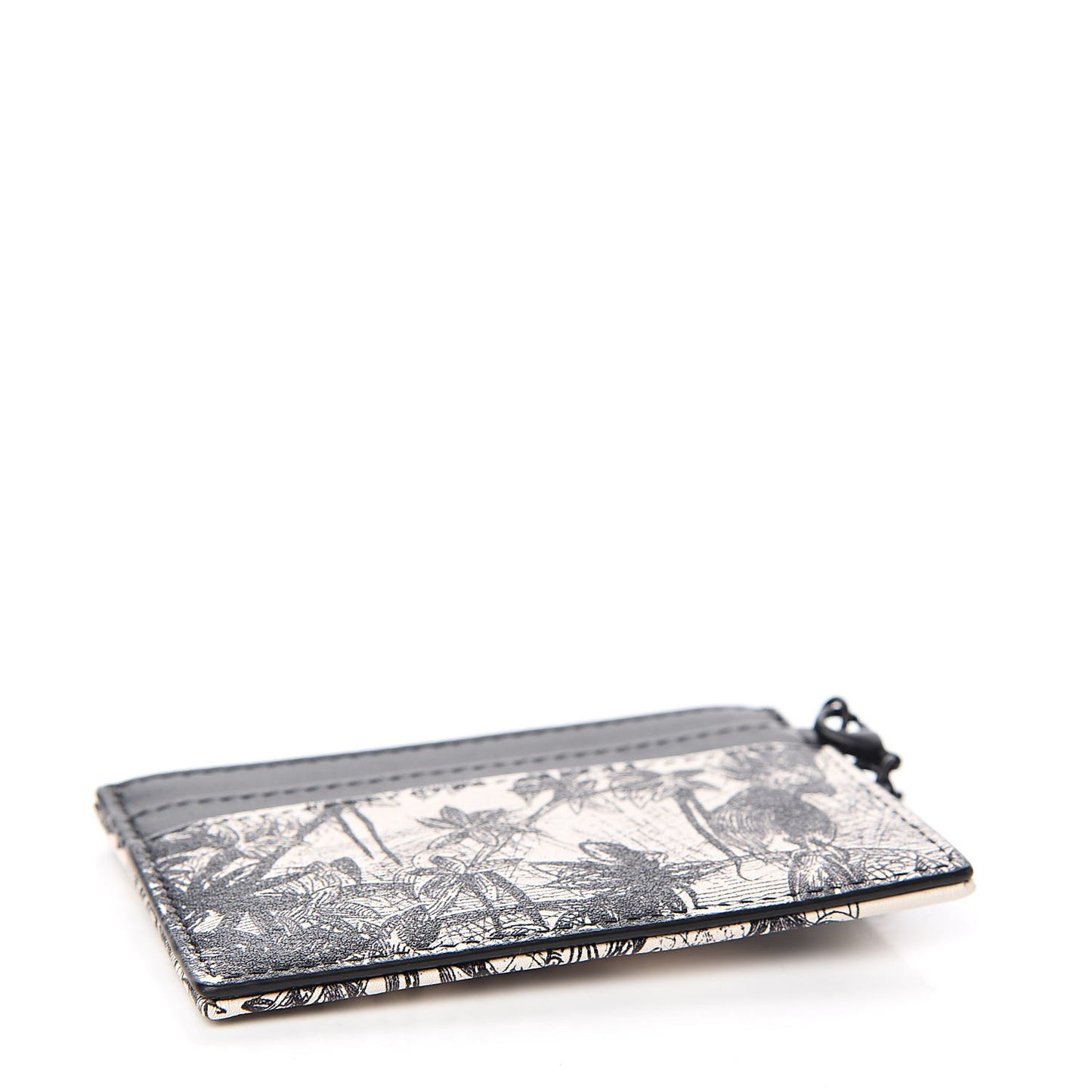 Calfskin Toile de Jouy Carnivora Card Holder Black White