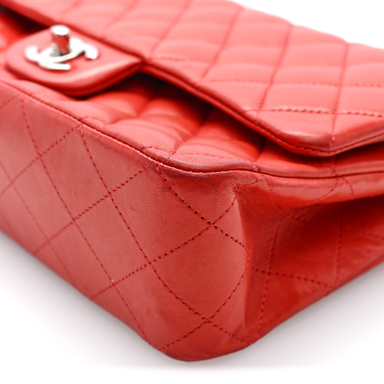 Chanel Lambskin Quilted Medium Double Flap Red 10 of 10