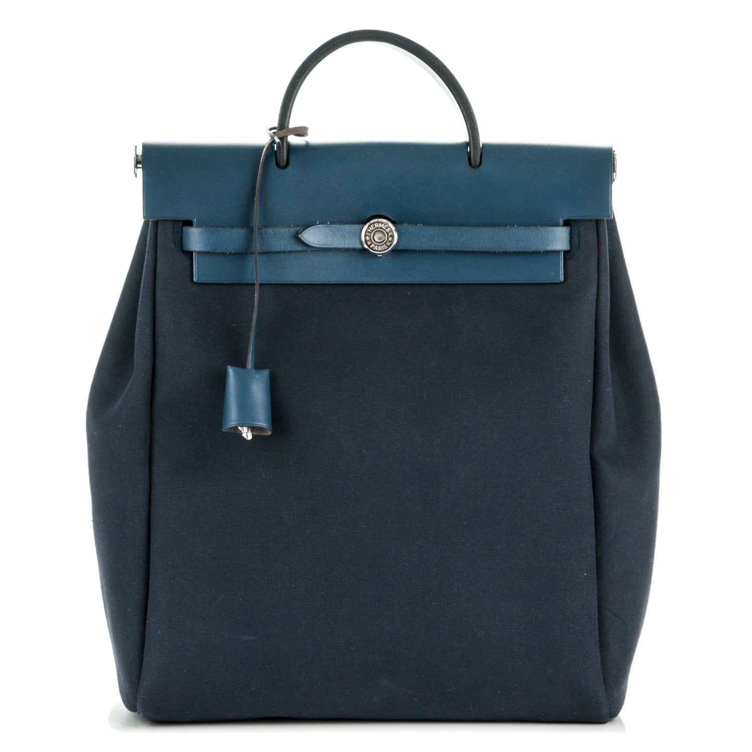 Hermes Toile Vache Calfskin Herbag 30 PM Backpack Navy Bleu 1 of 6