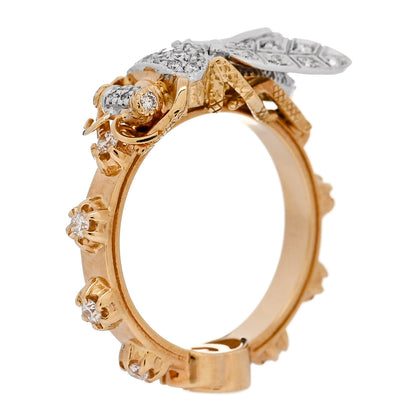 Gucci 18K Yellow Gold Diamond Le Marche Des Merveilles Bee Ring 50 5.5 1 of 6