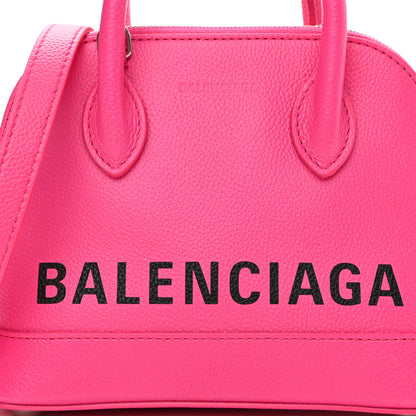 Balenciaga Grained Calfskin Logo XXS Ville Top Handle Bag Acid Fuchsia Black 7 of 10