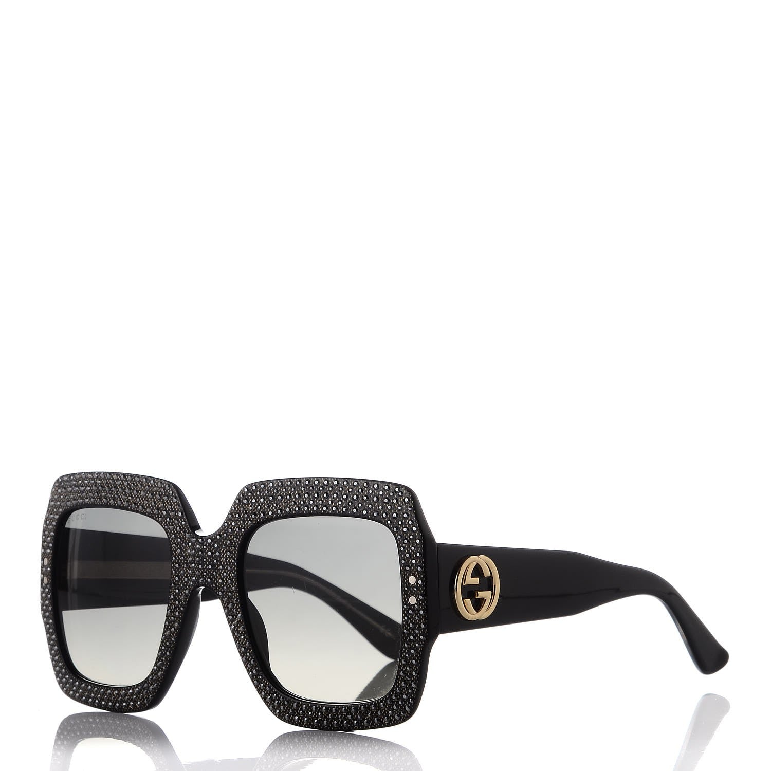 Gucci Crystal Square Frame Sunglasses GG3861/S Black 1 of 8