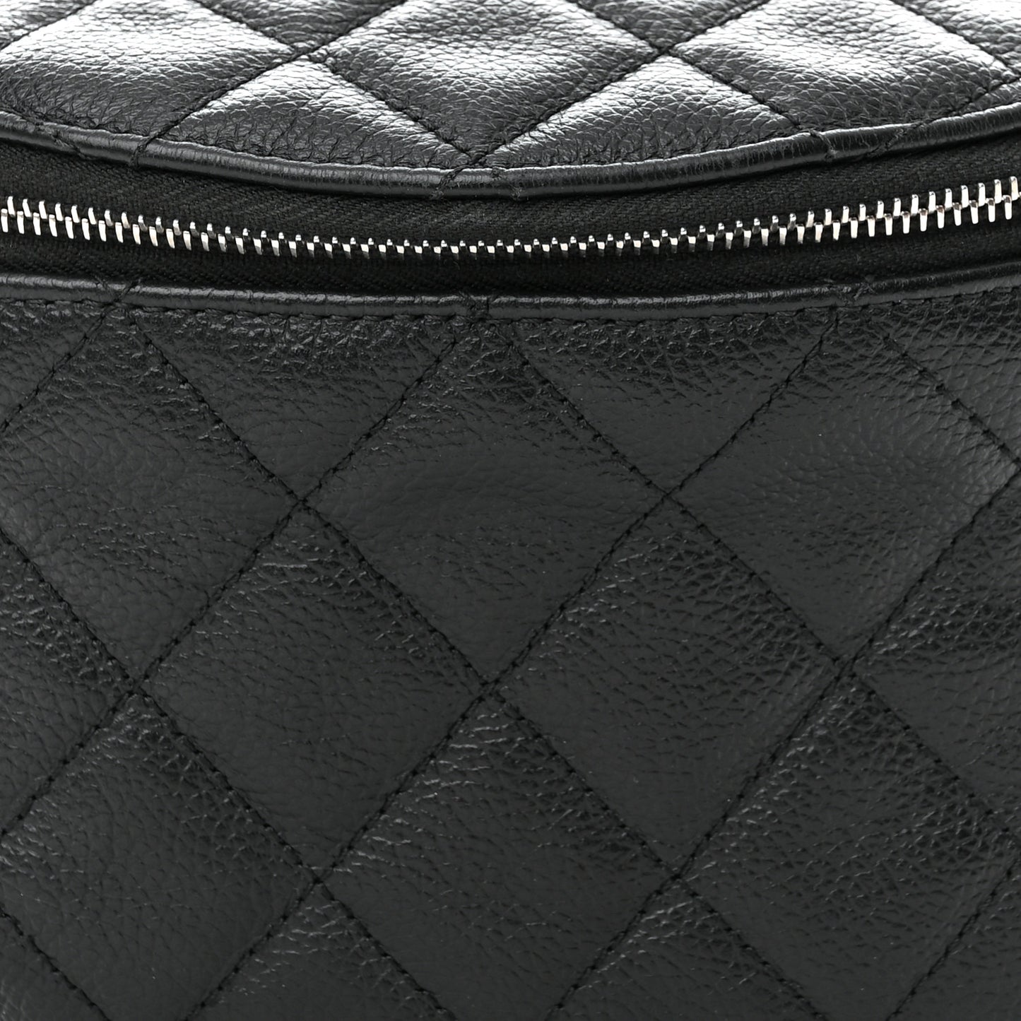 Grained Calfskin Quilted Waist Belt Bag Black