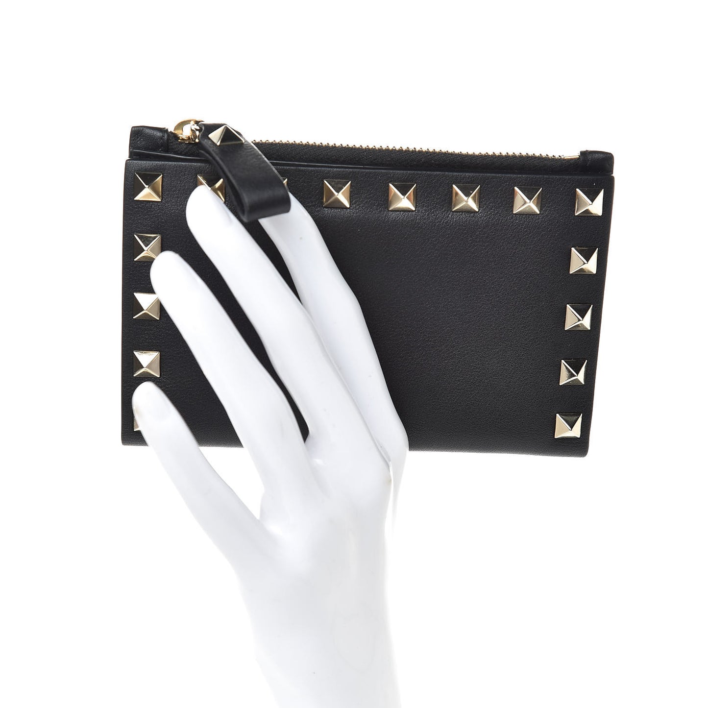 Vitello Rockstud Coin Case Card Holder Black