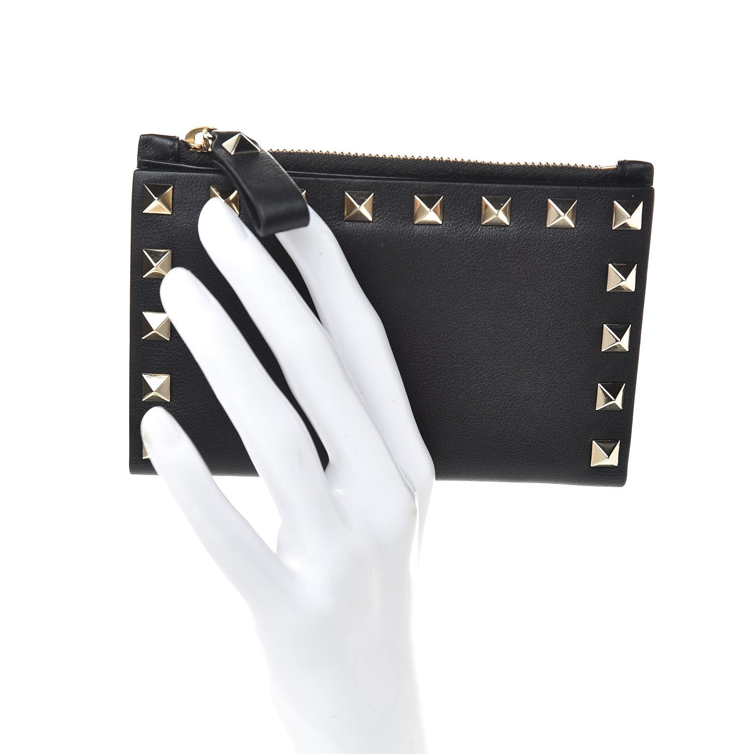 Valentino Garavani Vitello Rockstud Coin Case Card Holder Black 2 of 6