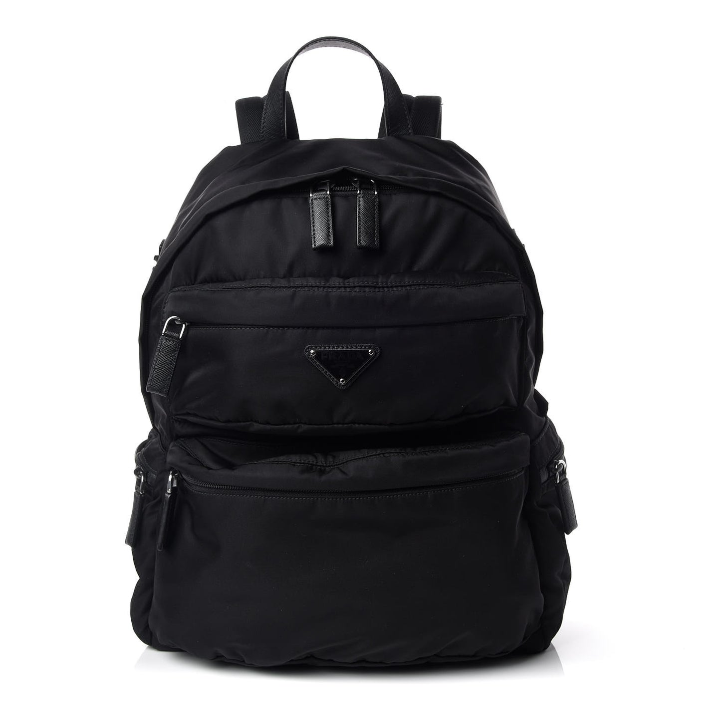 Nylon Saffiano Day Backpack Black