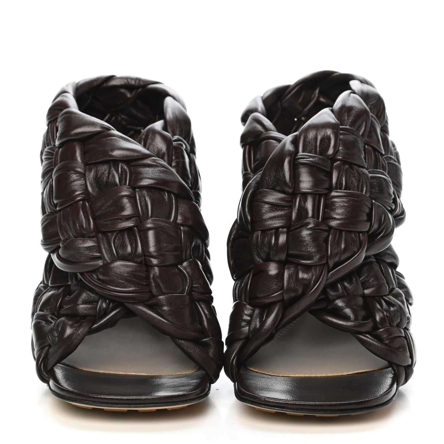 Shiny Nappa Intrecciato The Board Sandals 36 Chocolate