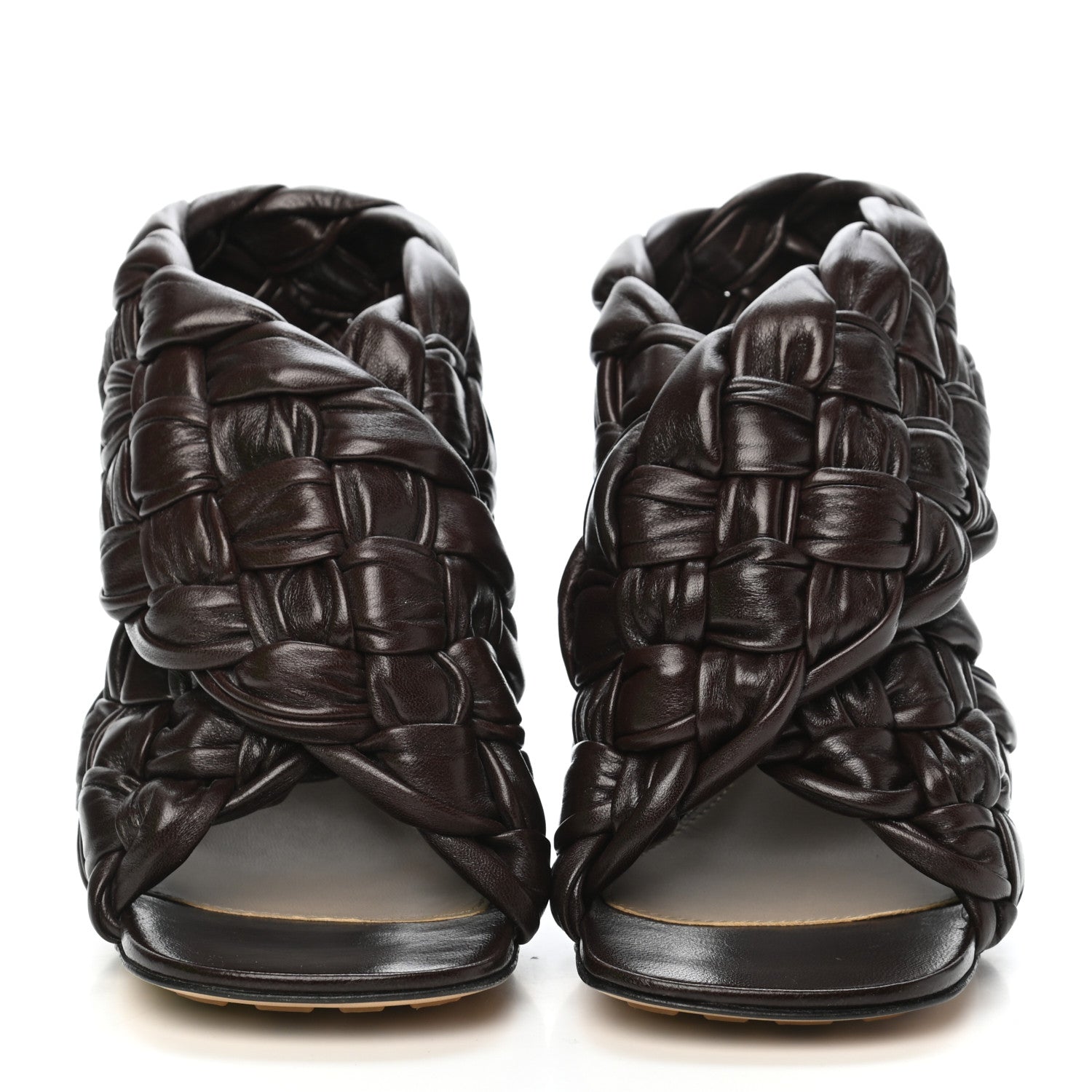 Bottega Veneta Shiny Nappa Intrecciato The Board Sandals 36 Chocolate 2 of 8