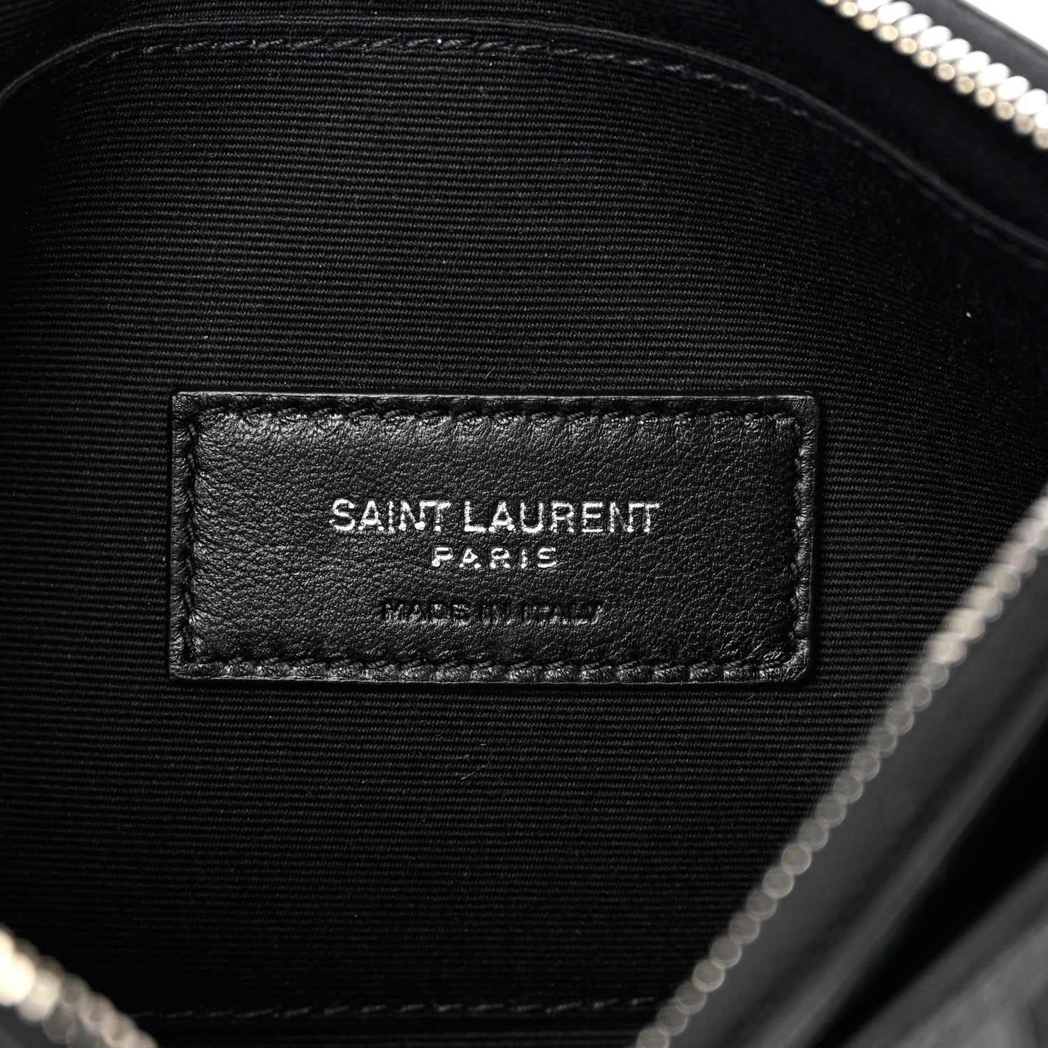 Saint Laurent Calfskin Crocodile Embossed Zip Pouch Black 6 of 9