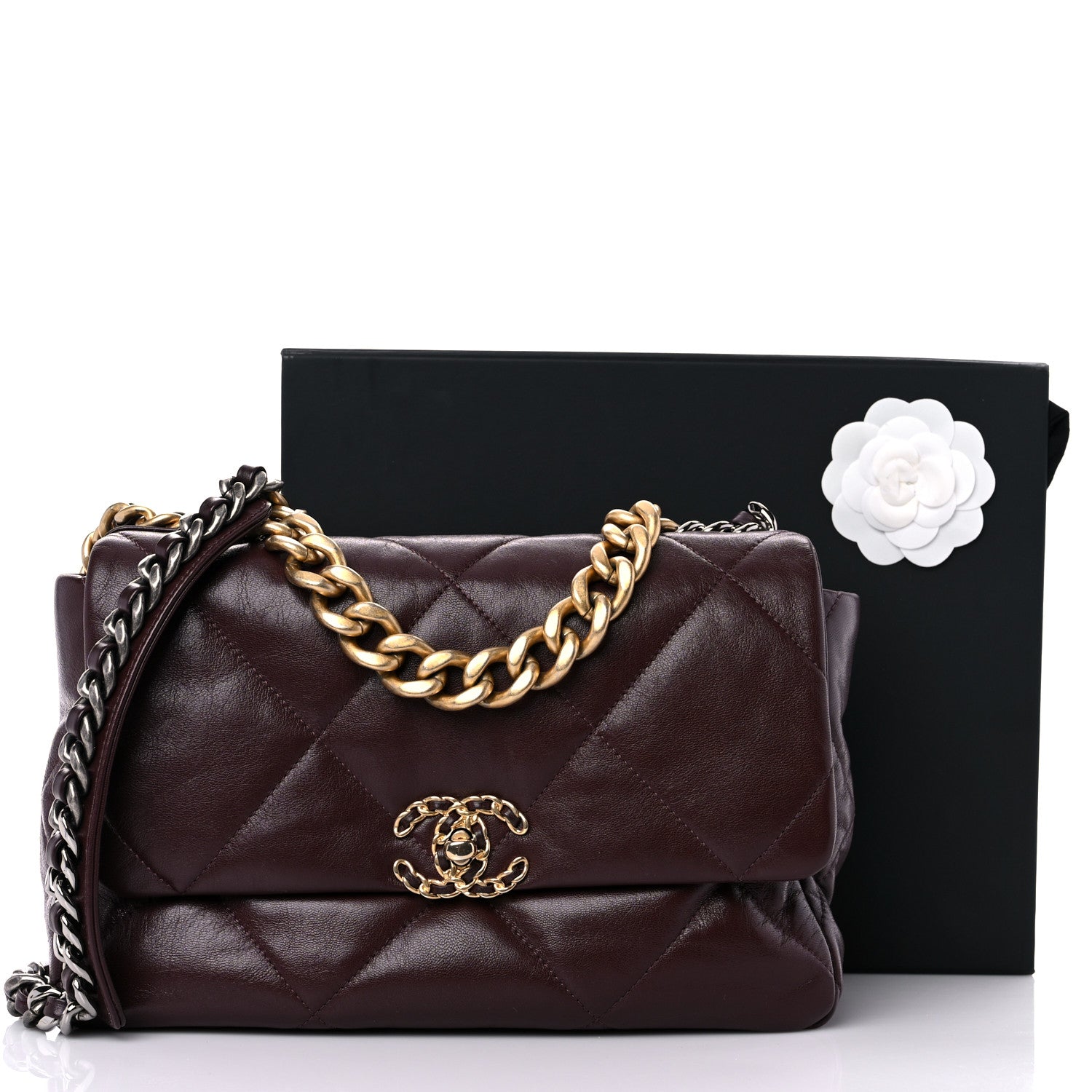Chanel Lambskin Quilted Large Chanel 19 Flap Dark Brown 9 of 9