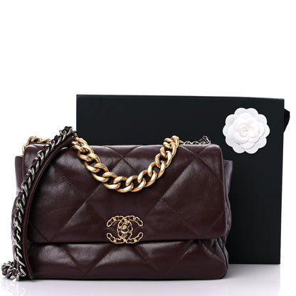 Chanel Lambskin Quilted Large Chanel 19 Flap Dark Brown 9 of 9