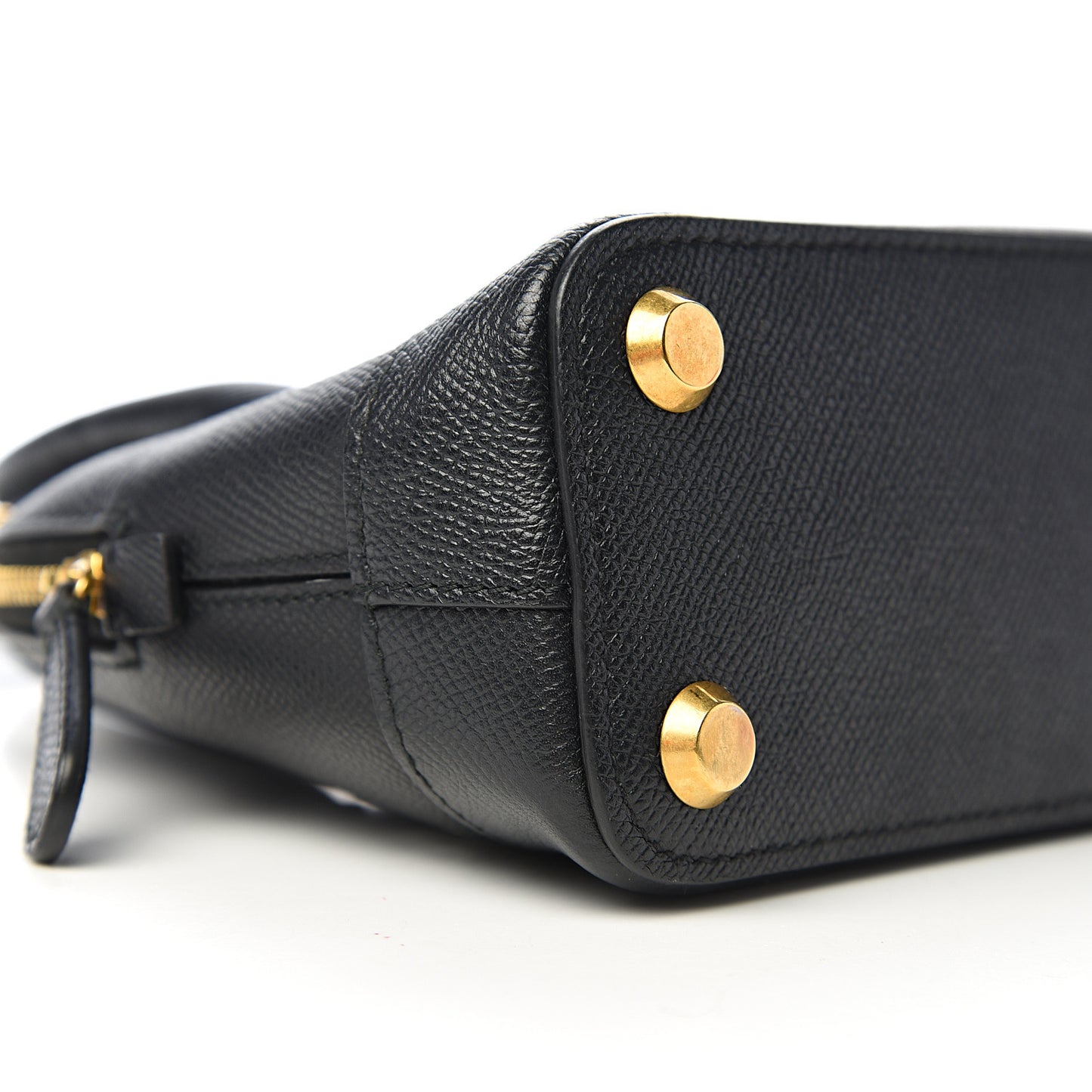 Signature Grained Calfskin XXS Ville Top Handle Bag Black White