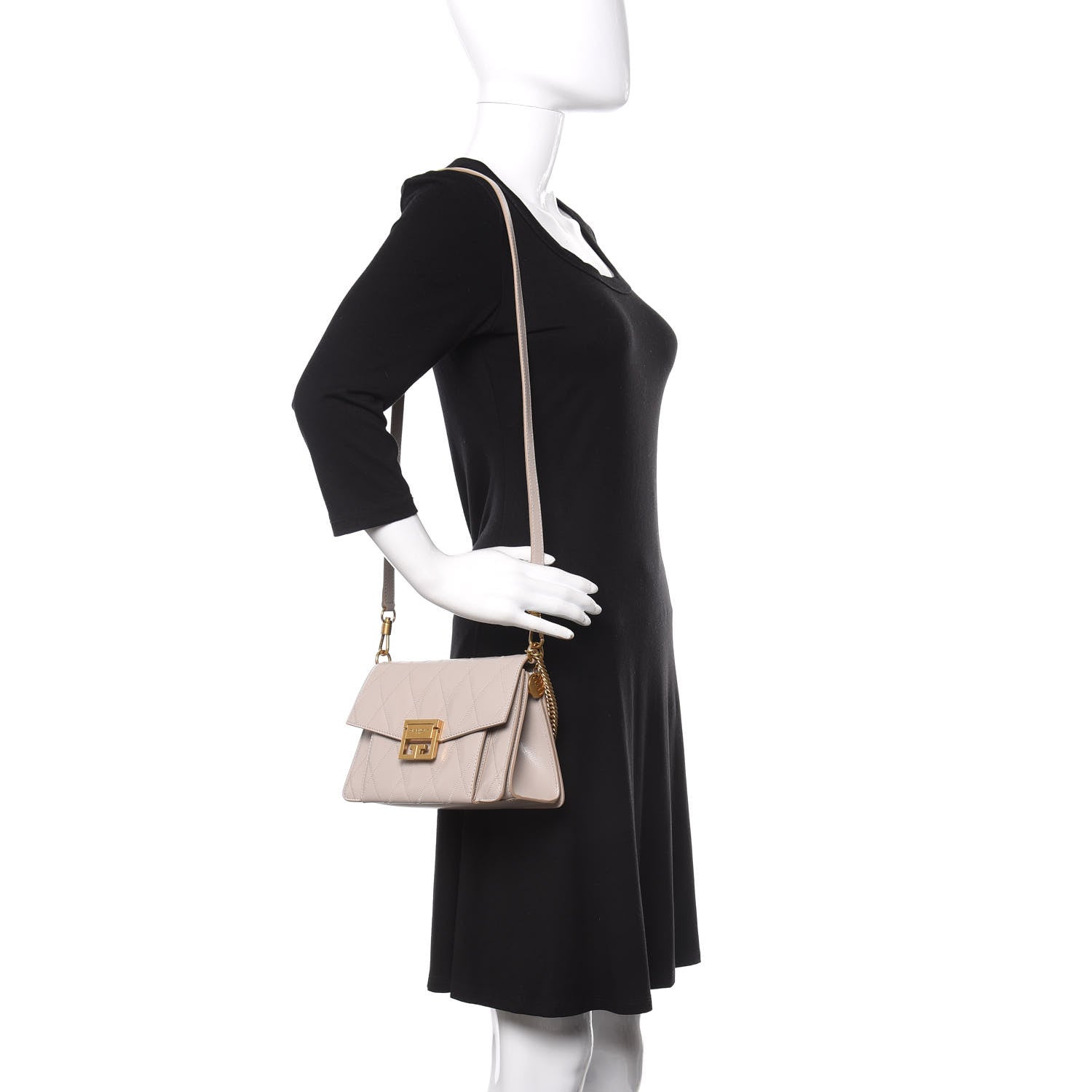Givenchy Goatskin Quilted Small GV3 Shoulder Bag Natural 2 of 12
