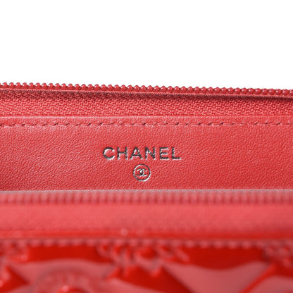 Chanel Patent Calfskin Lucky Symbols Zip Around Wallet Red 6 of 12
