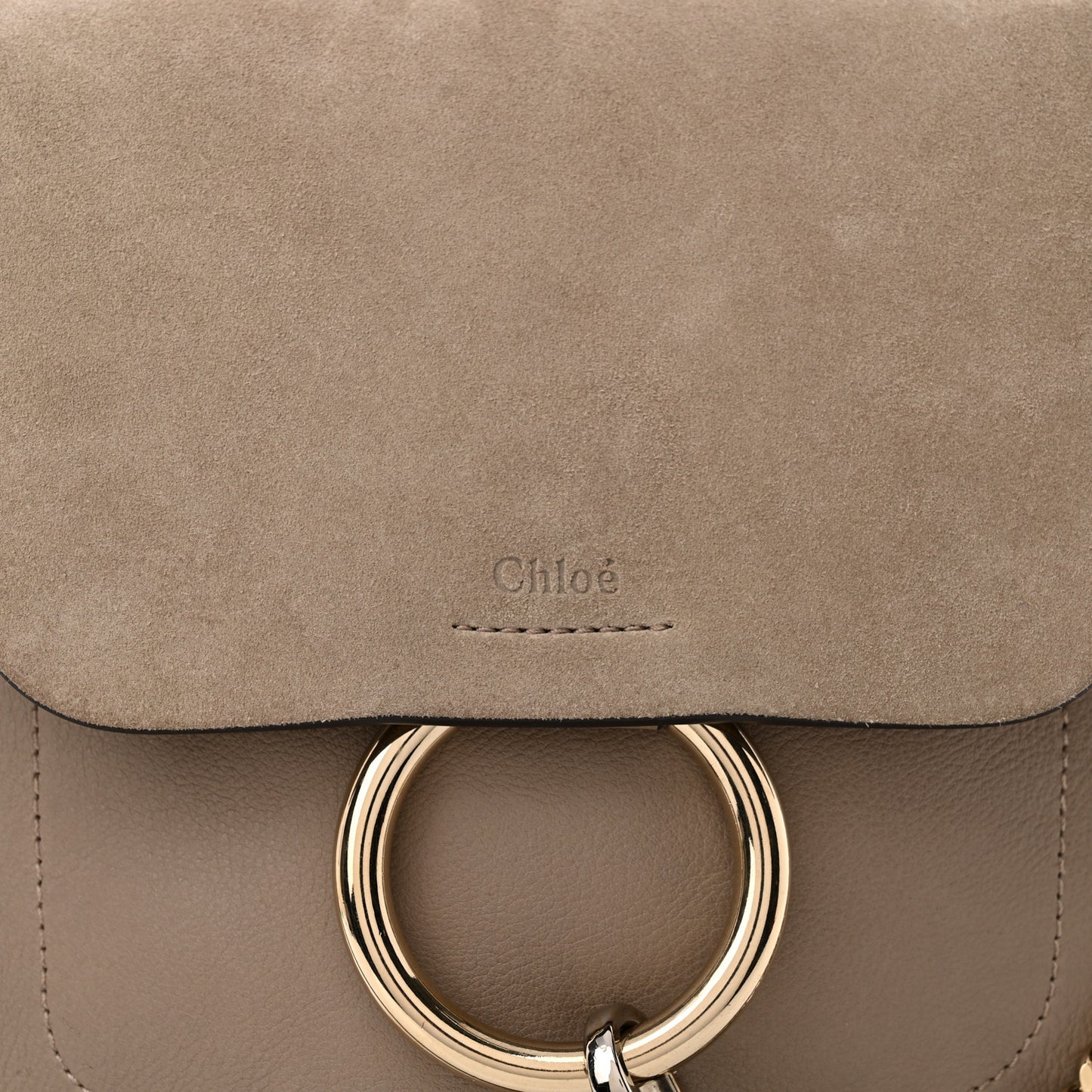Suede Calfskin Small Faye Backpack Motty Grey