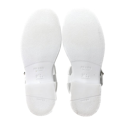 Prada Foam Rubber Metal Triangle Logo 50mm Cage Sandals 39 White 6 of 9