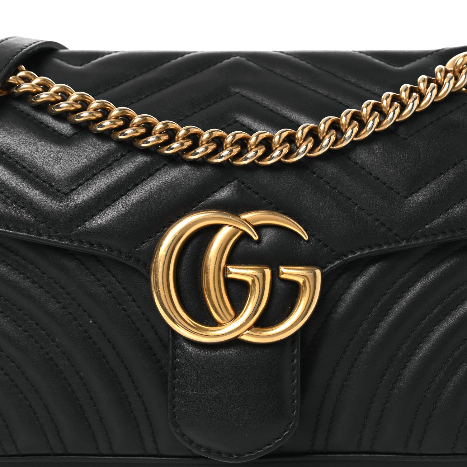 Gucci Calfskin Matelasse Small GG Marmont Shoulder Bag Black 15 of 23