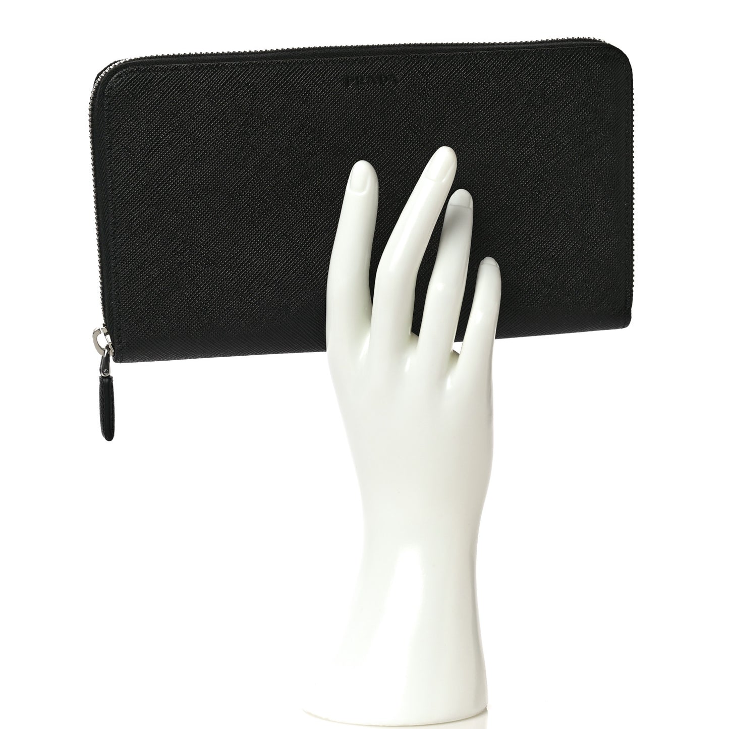 Saffiano Large Zip Around Travel Wallet Black