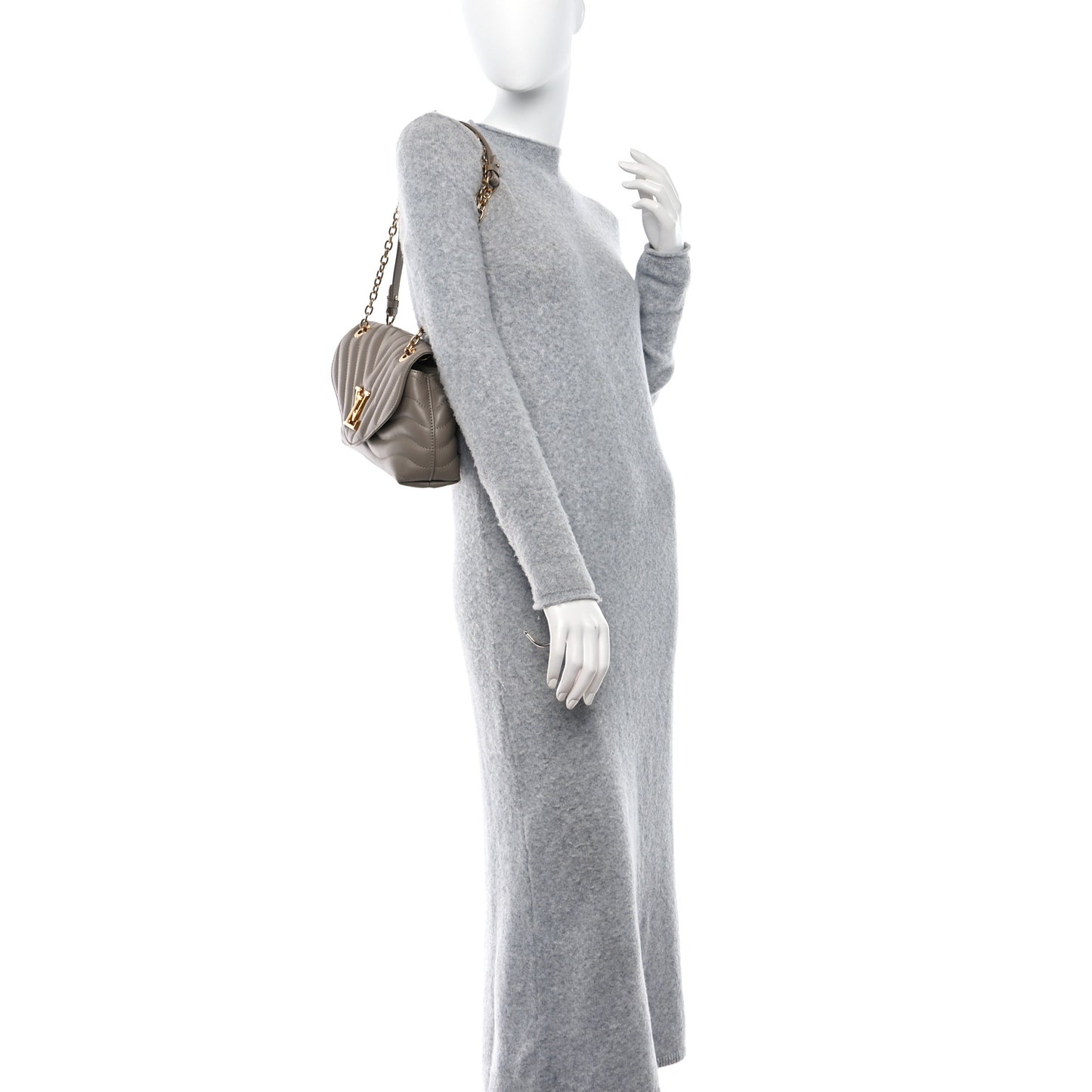 Calfskin LV New Wave Chain Bag Taupe