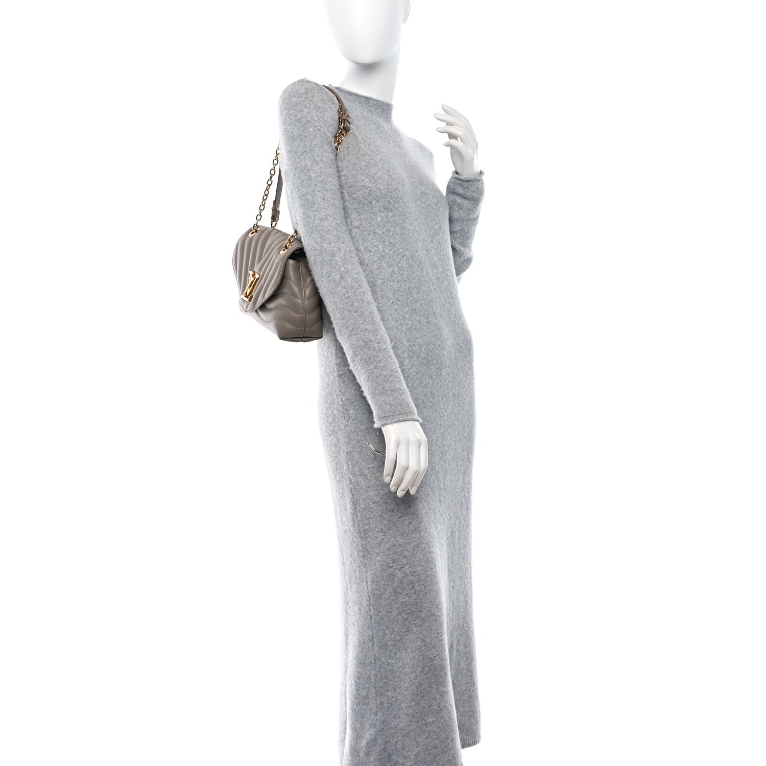 Louis Vuitton Calfskin LV New Wave Chain Bag Taupe 2 of 9