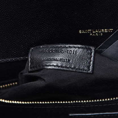 Saint Laurent Grain De Poudre Textured Mixed Matelasse Large Triquilt Monogram Satchel Black 7 of 10