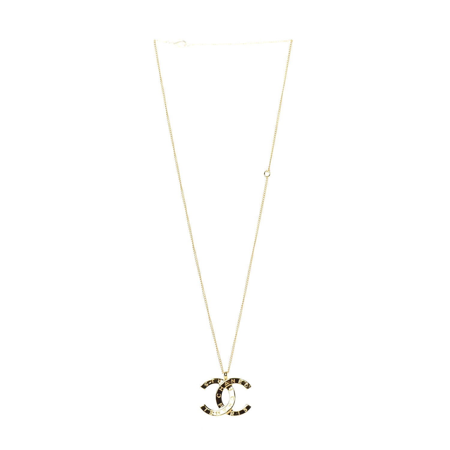 Chanel Metal CC Paris Button Necklace Gold 3 of 5