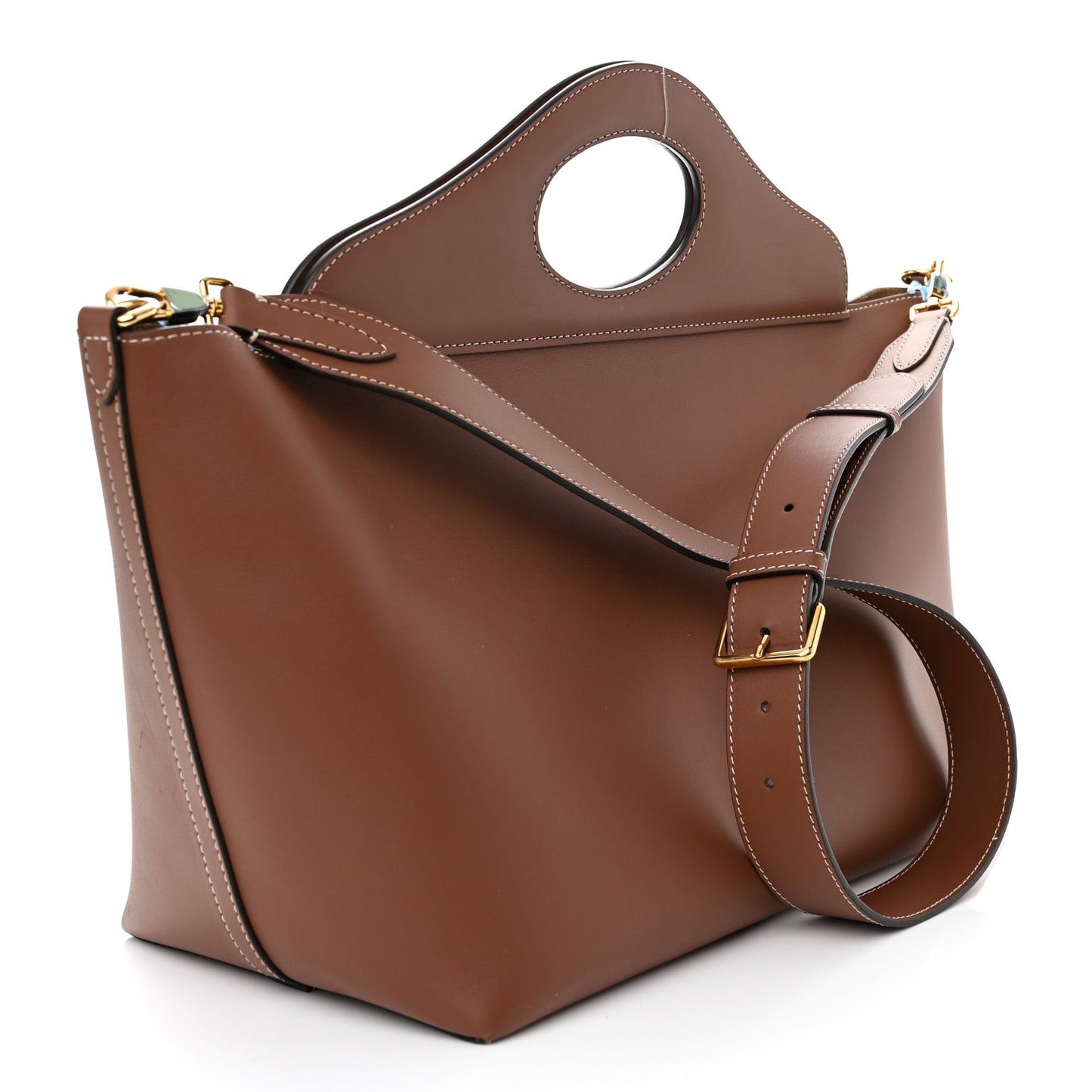 Soft Calfskin Small Pocket Tote Bag Tan
