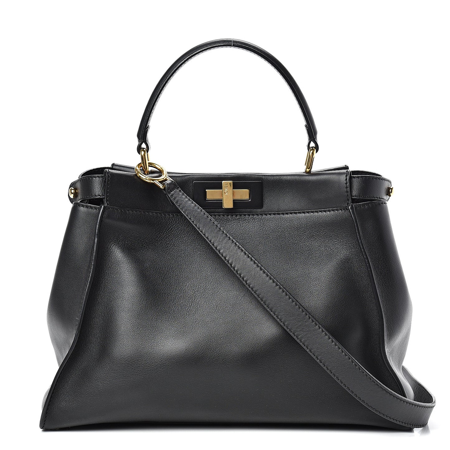 Vitello Seta Shiny Nappa Medium Peekaboo Iconic Satchel Black