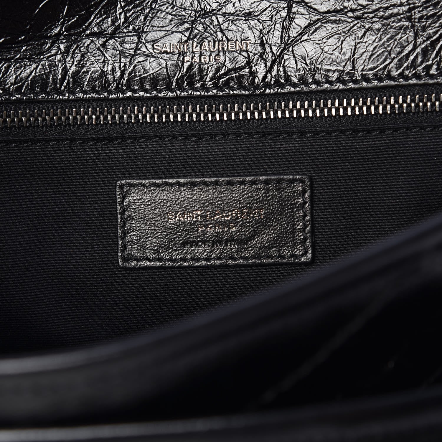 Saint Laurent Crinkled Calfskin Matelasse Monogram Medium Niki Chain Satchel Black 6 of 7