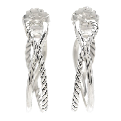 David Yurman Sterling Silver Crossover Cable Hoop Earrings 1 of 4
