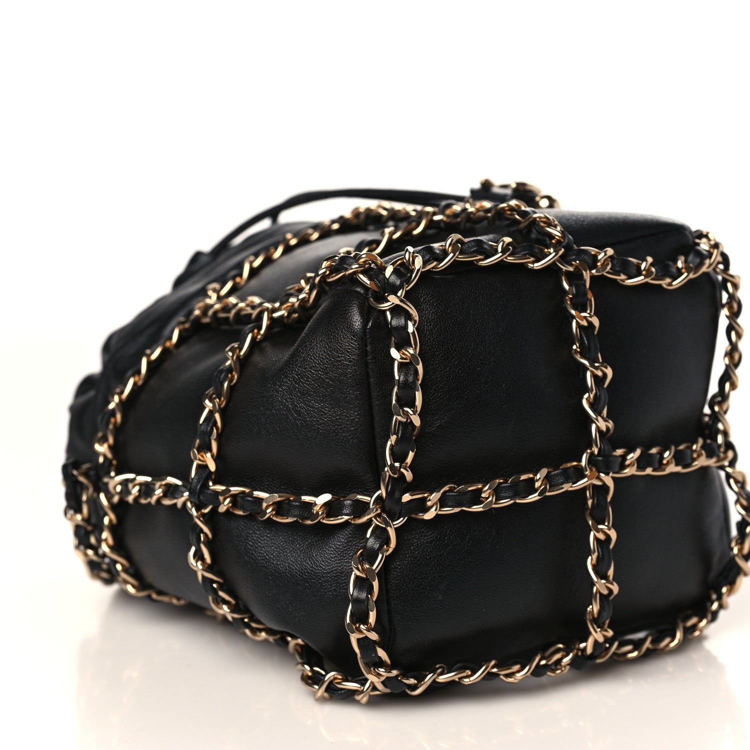 Chanel Lambskin Bucket Chain Drawstring Bag Black 8 of 10