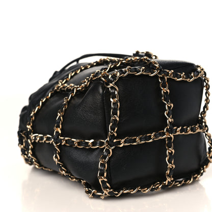 Chanel Lambskin Bucket Chain Drawstring Bag Black 8 of 10
