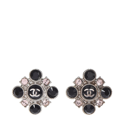 Chanel Crystal CC Flower Earrings Silver 1 of 5