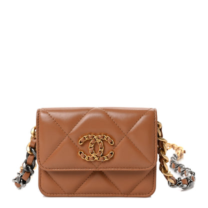 Chanel Lambskin Quilted Chanel 19 Flap Belt Bag Brown 1 of 11