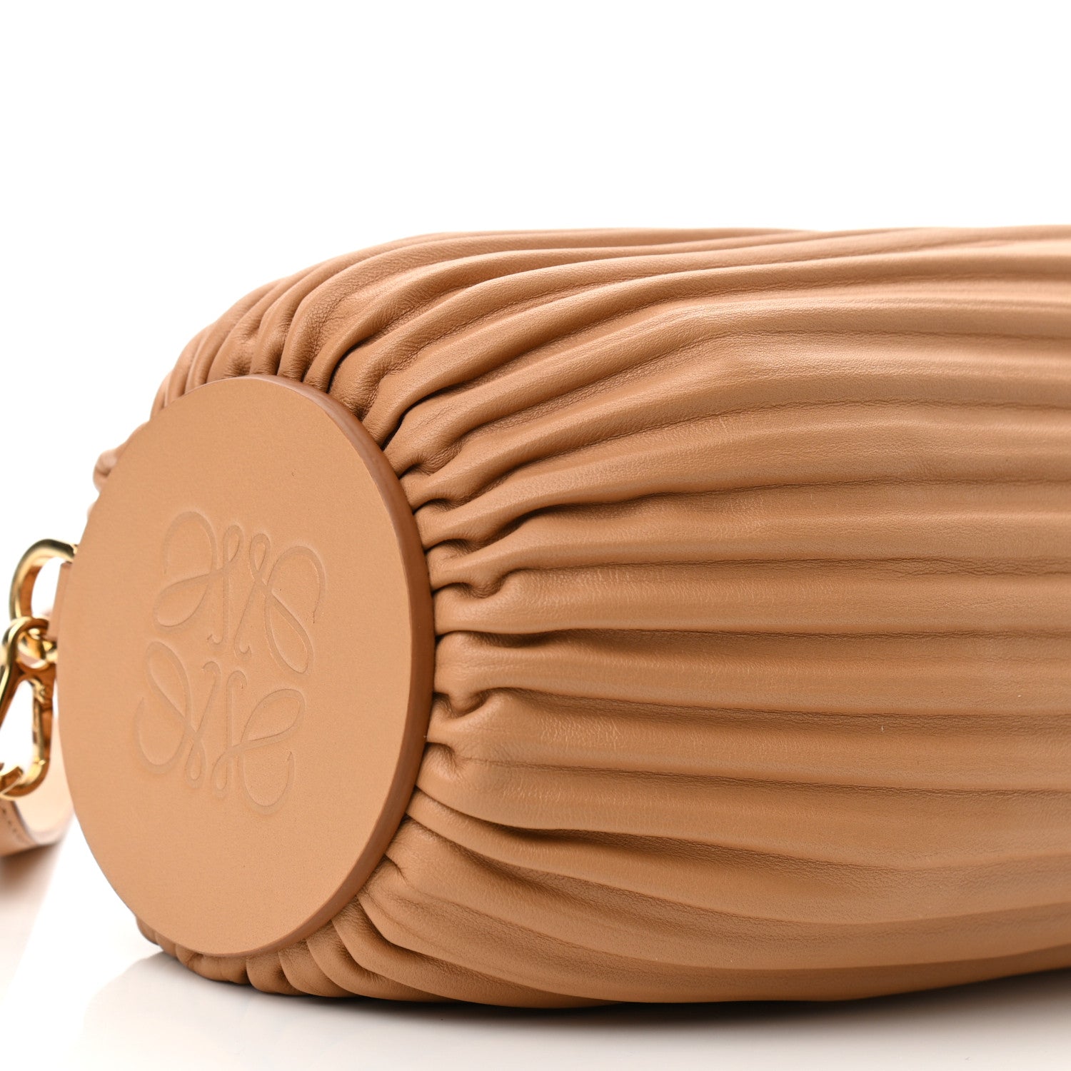 Loewe Lambskin Pleated Bracelet Pouch Shoulder Bag Warm Desert 10 of 10