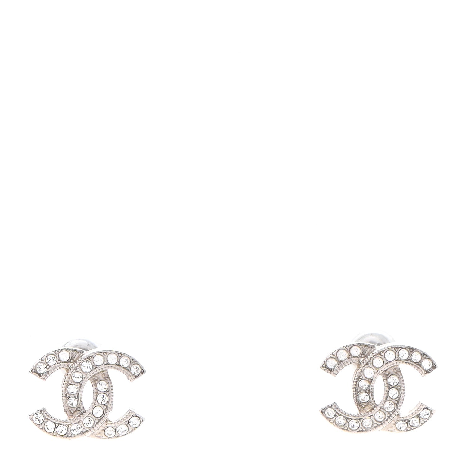 Chanel Crystal CC Earrings Silver 1 of 4