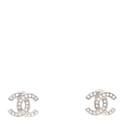Chanel Crystal CC Earrings Silver 1 of 4