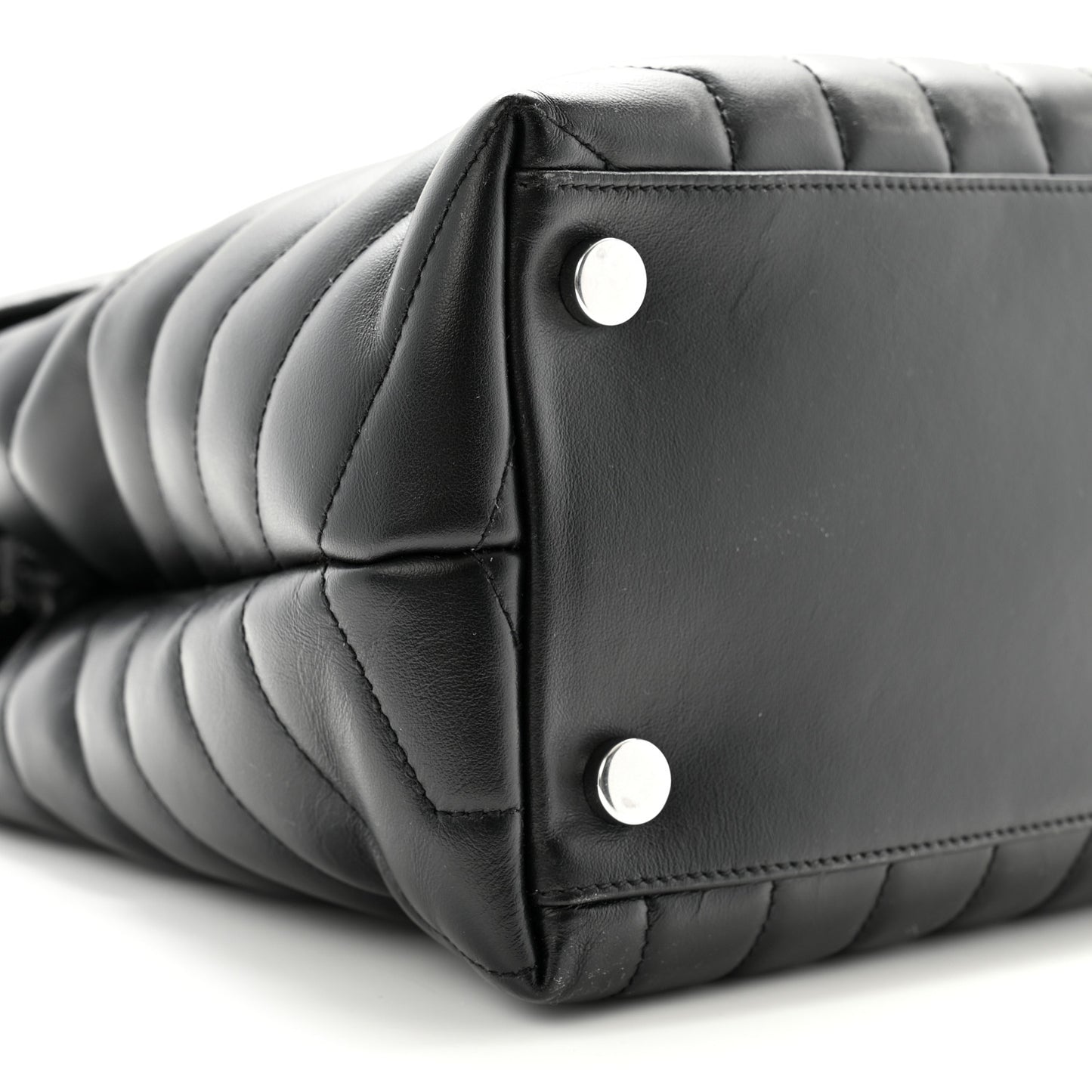 Calfskin Y Quilted Monogram Large Loulou Chain Satchel Black