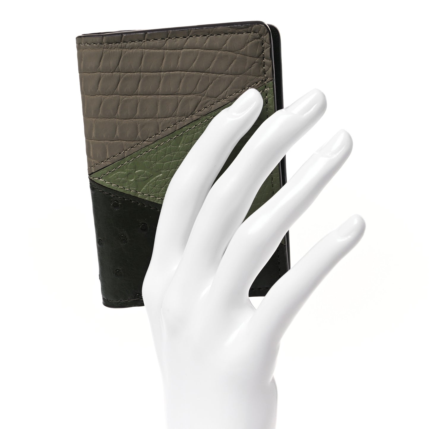 Ostrich Crocodile Pocket Organizer Green Beige