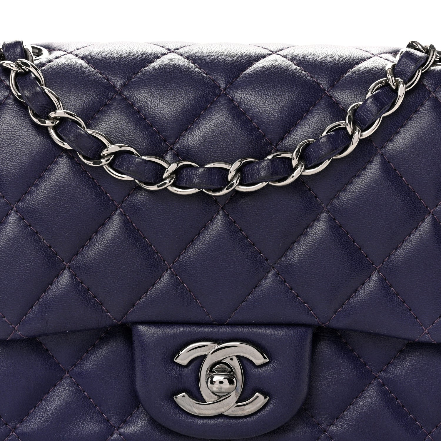 Chanel Lambskin Quilted Mini Square Flap Dark Purple 8 of 11