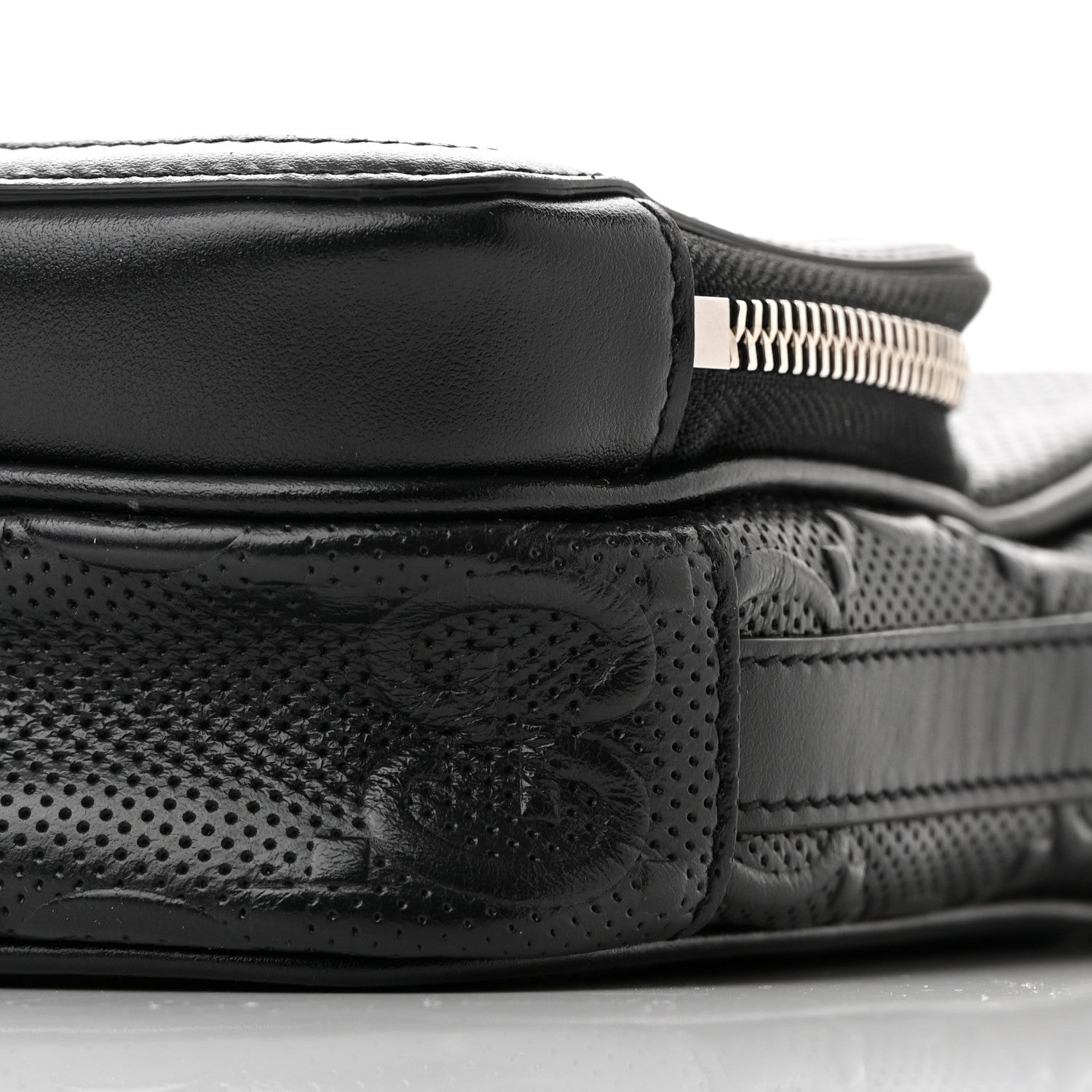 Gucci Calfskin GG Tennis Embossed Mini Double Zip Messenger Bag Black 9 of 10
