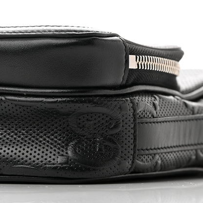 Gucci Calfskin GG Tennis Embossed Mini Double Zip Messenger Bag Black 9 of 10