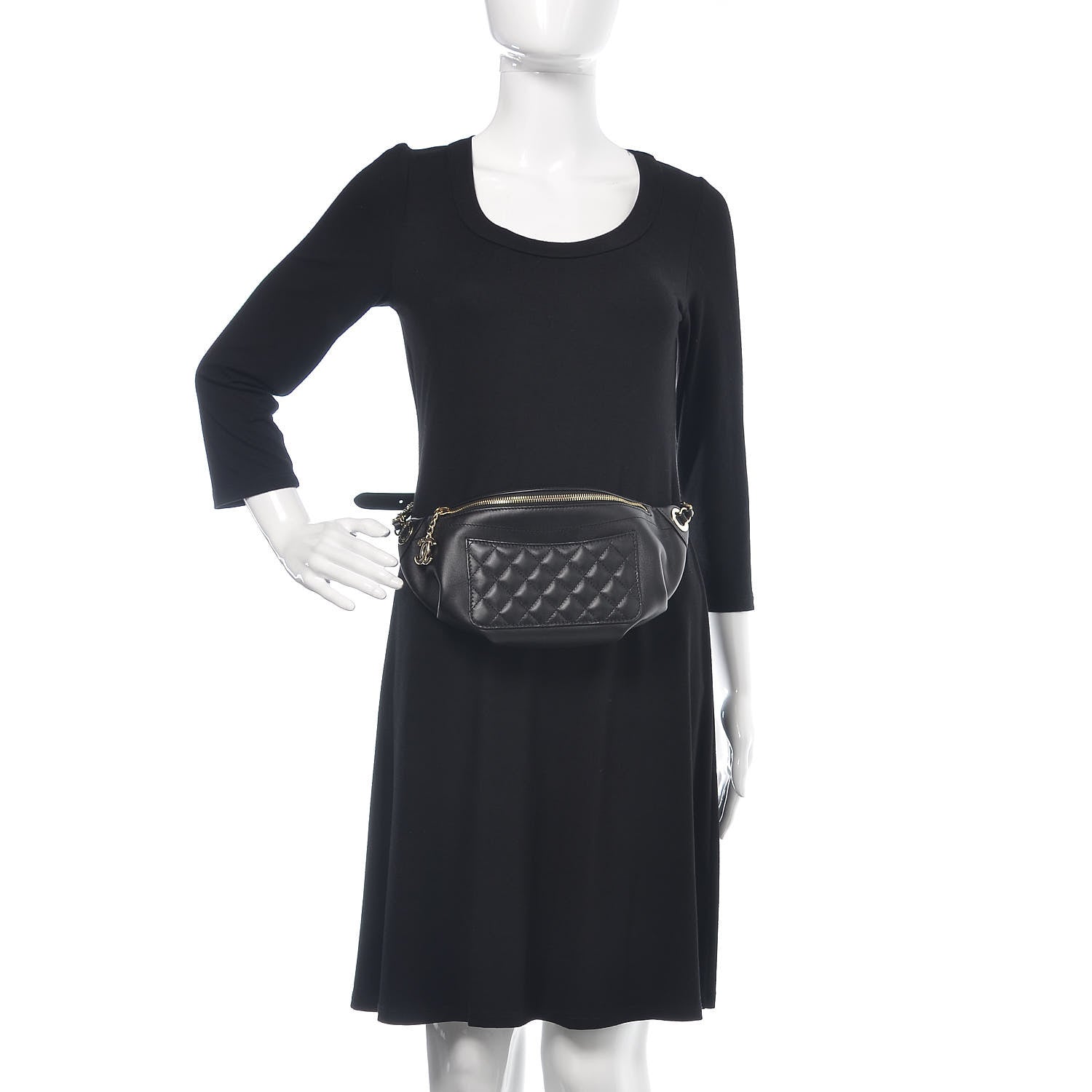 Chanel Lambskin Quilted Waist Bag Fanny Pack Black 2 of 12