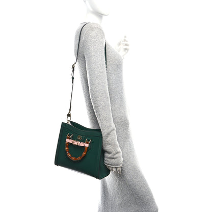 Gucci Textured Dollar Calfskin Web Small Diana Tote Bag Vintage Green Powder Pink 2 of 12