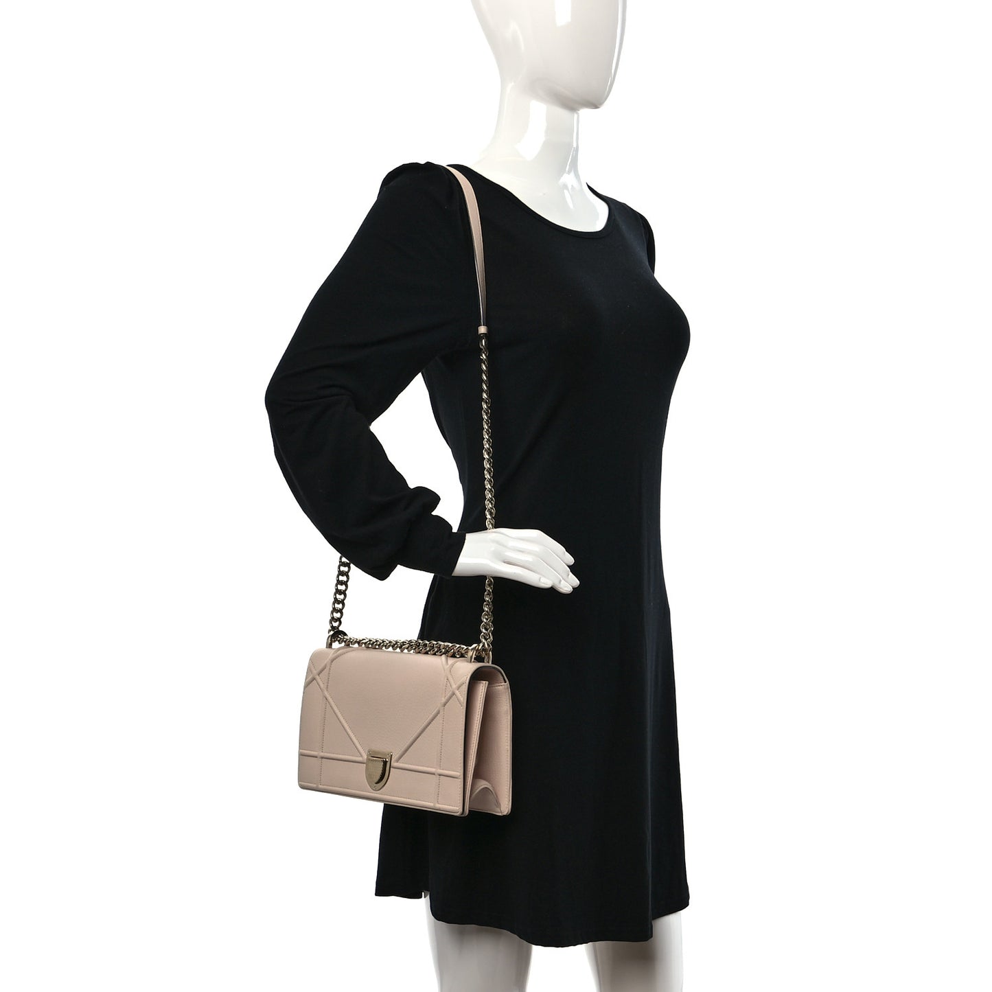 Grained Calfskin Medium Diorama Flap Bag Rose Poudre