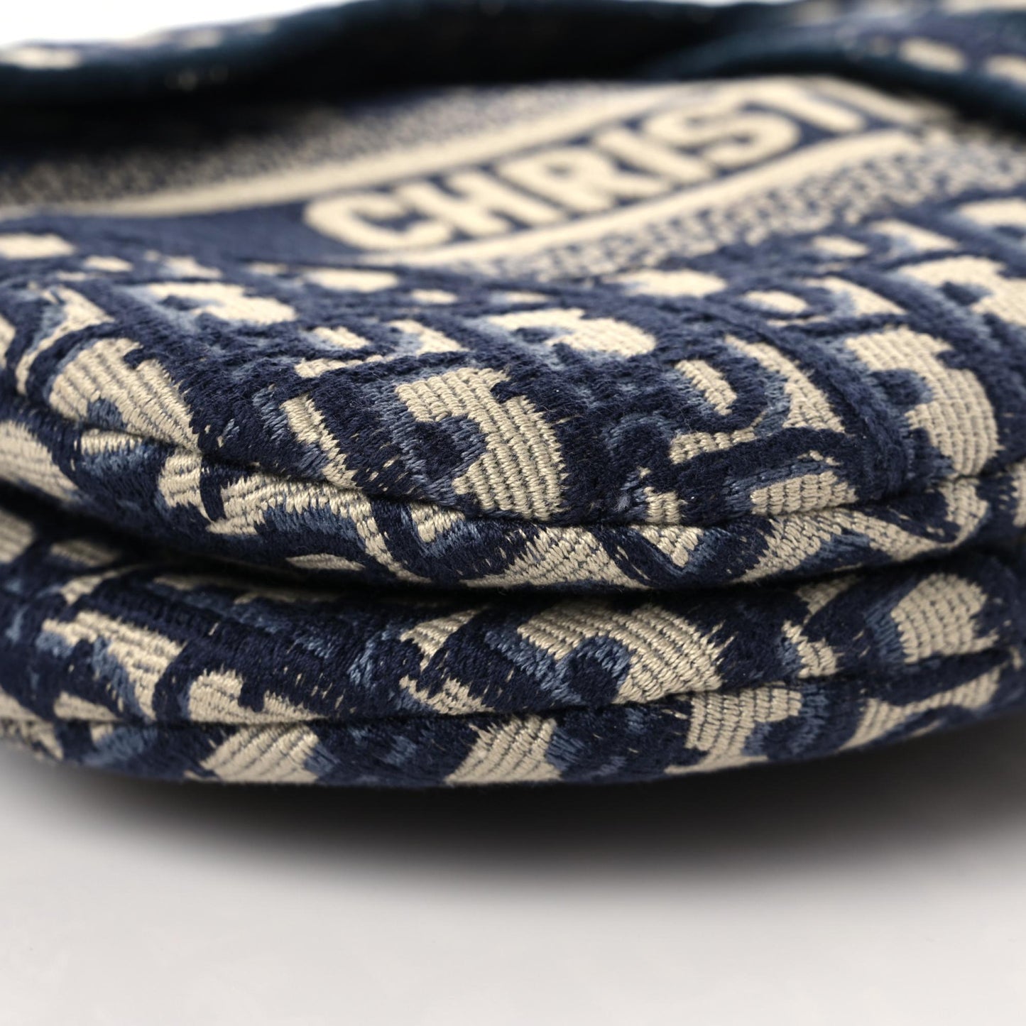 Oblique Embroidered Saddle Bag Blue