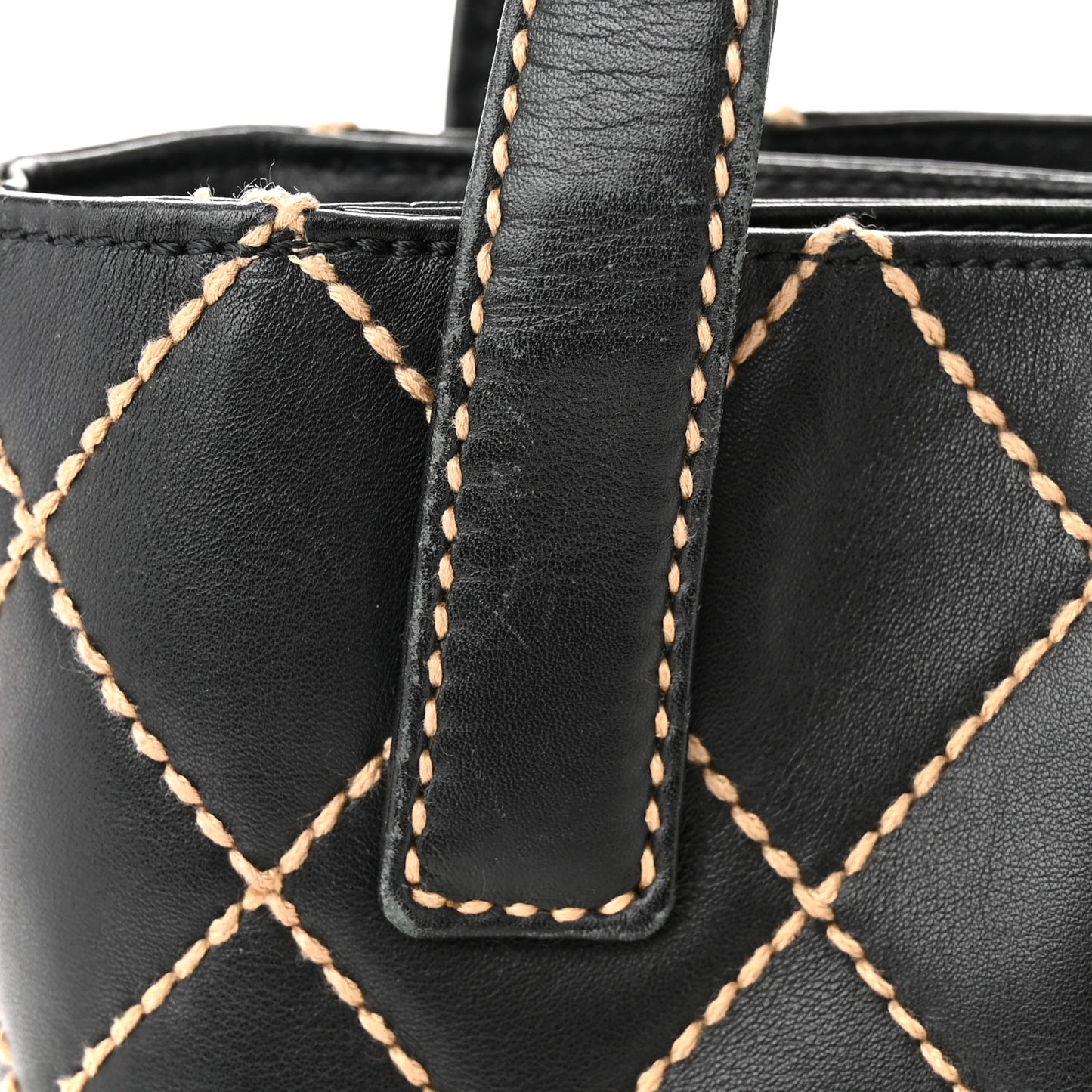 Calfskin Stitch Small Surpique Tote Black