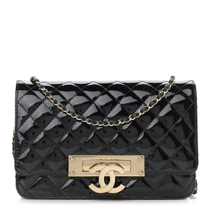 Chanel Patent Quilted Golden Class Wallet on Chain WOC Black 1 of 10
