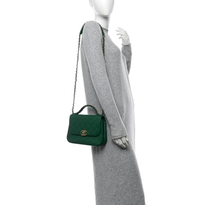 Chanel Lambskin Quilted Chain Infinity Top Handle Flap Green 2 of 13