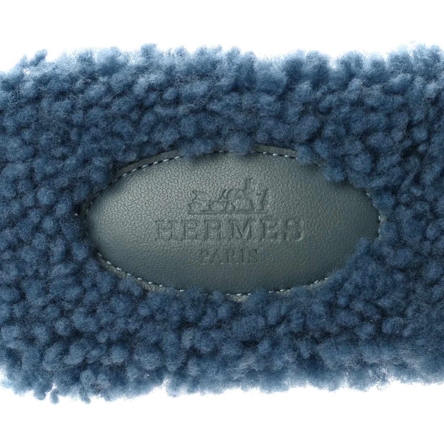 Hermes Woolskin Oran Sandals 37.5 Bleu 7 of 8